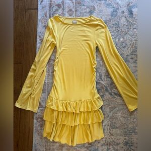 Free People Good Feels Ruffle Long Sleeve MIDI Dress